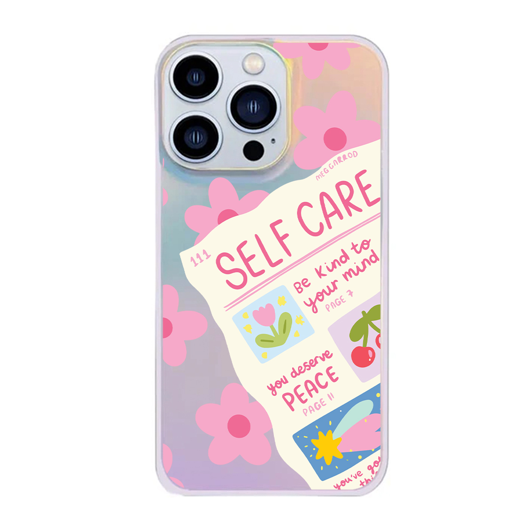 قاب موبایل سفارشی هولوگرامی | self care (کد 0563)