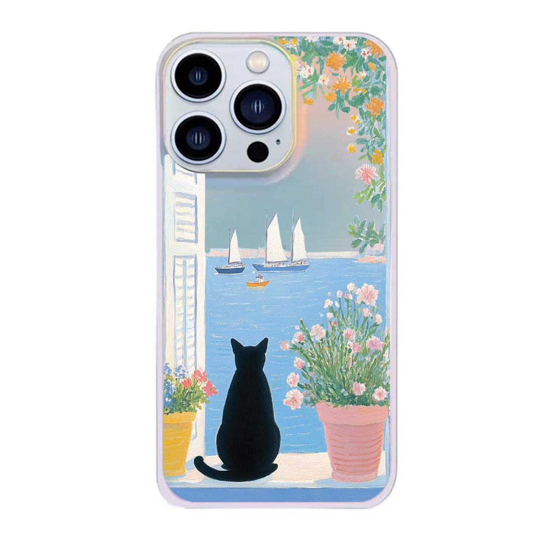 قاب موبایل سفارشی هولوگرامی | spring cat (کد 0578)