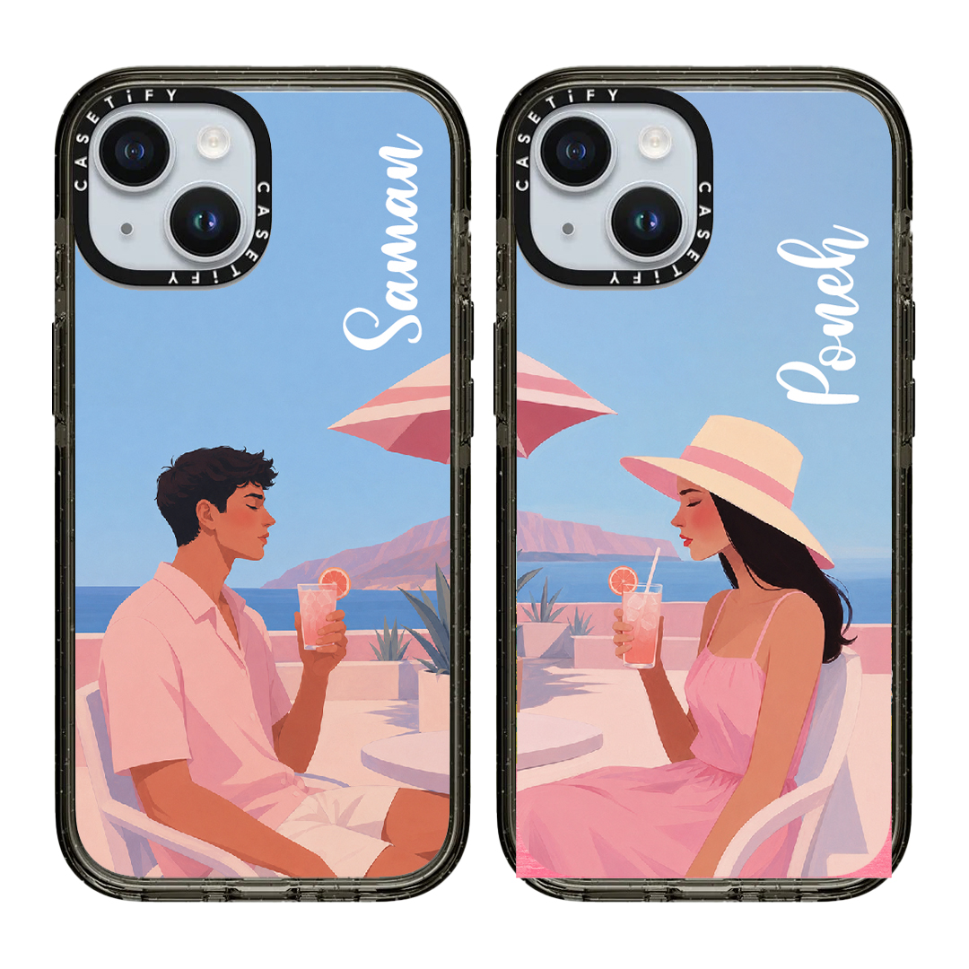 قاب موبایل سفارشی شفاف | Pink couple (کد 0601)
