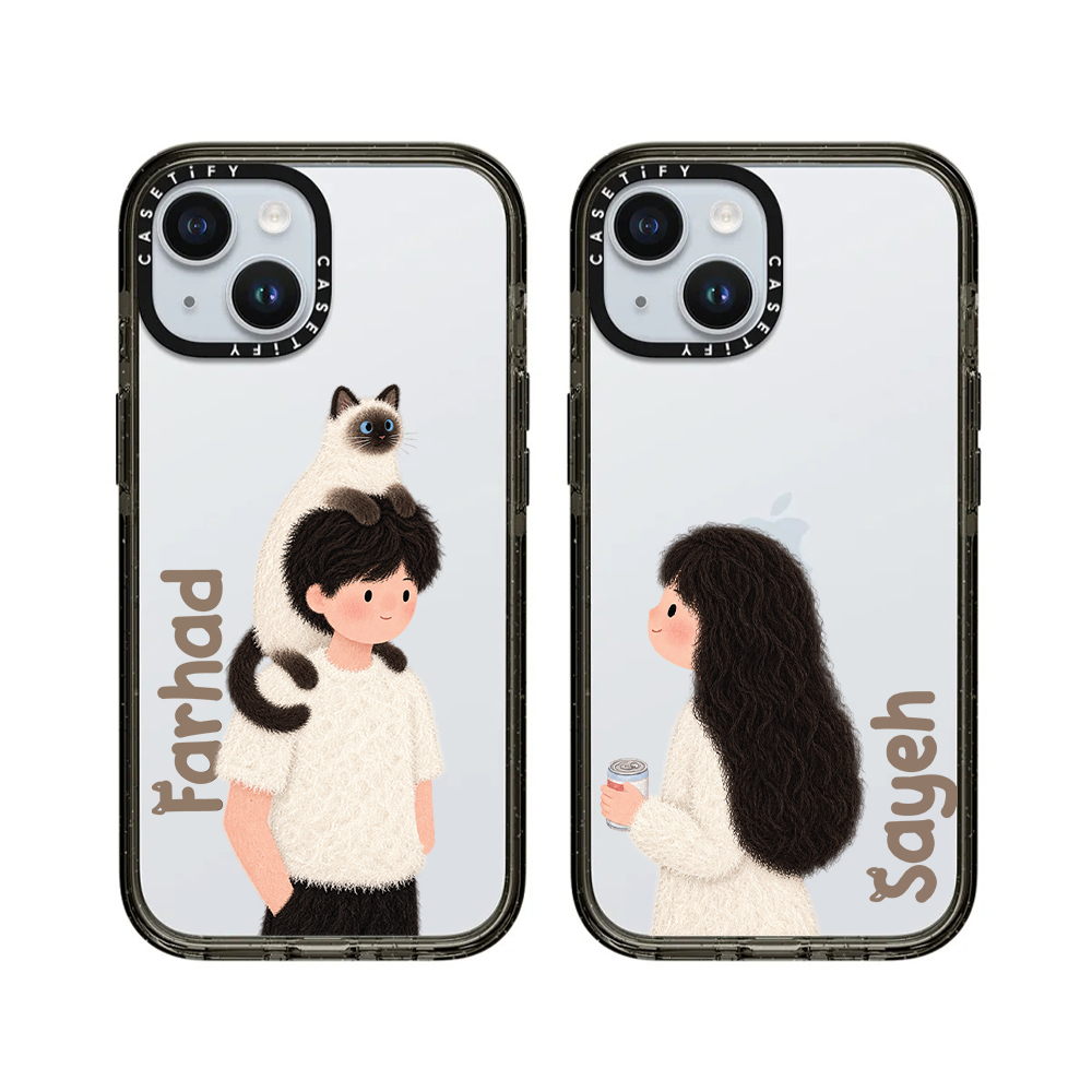 قاب موبایل سفارشی شفاف | cat couple (کد 0623)