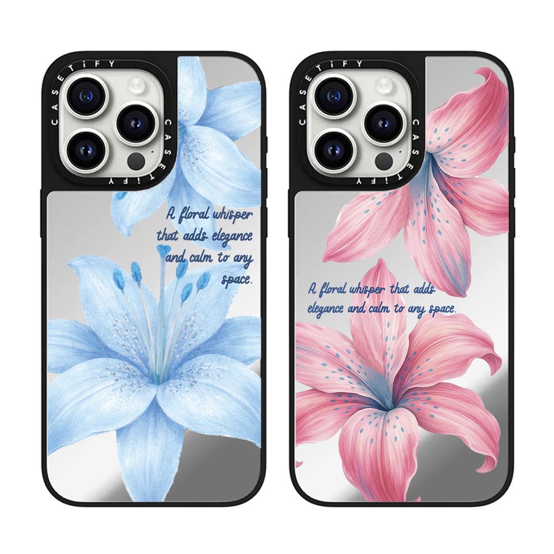 قاب موبایل سفارشی  آینه ای | lilium flower (کد 0625)
