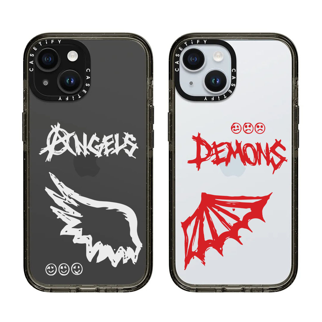 قاب موبایل سفارشی شفاف | Demon & Angel (کد 0591)