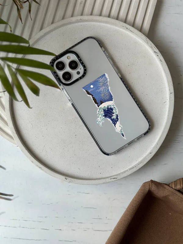Clear phone case with night and sea design (customized)