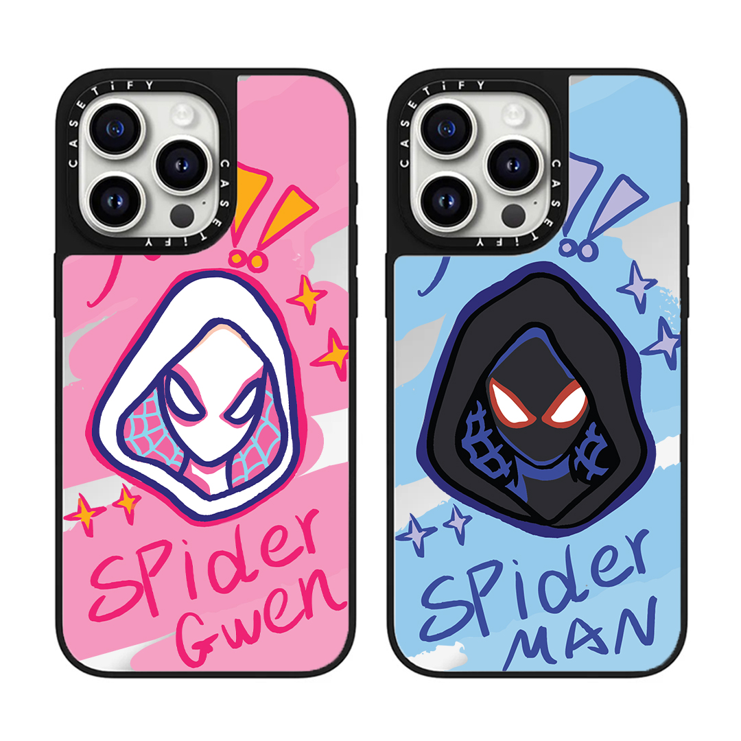 قاب موبایل سفارشی  آینه ای | spider couple (کد 0556)