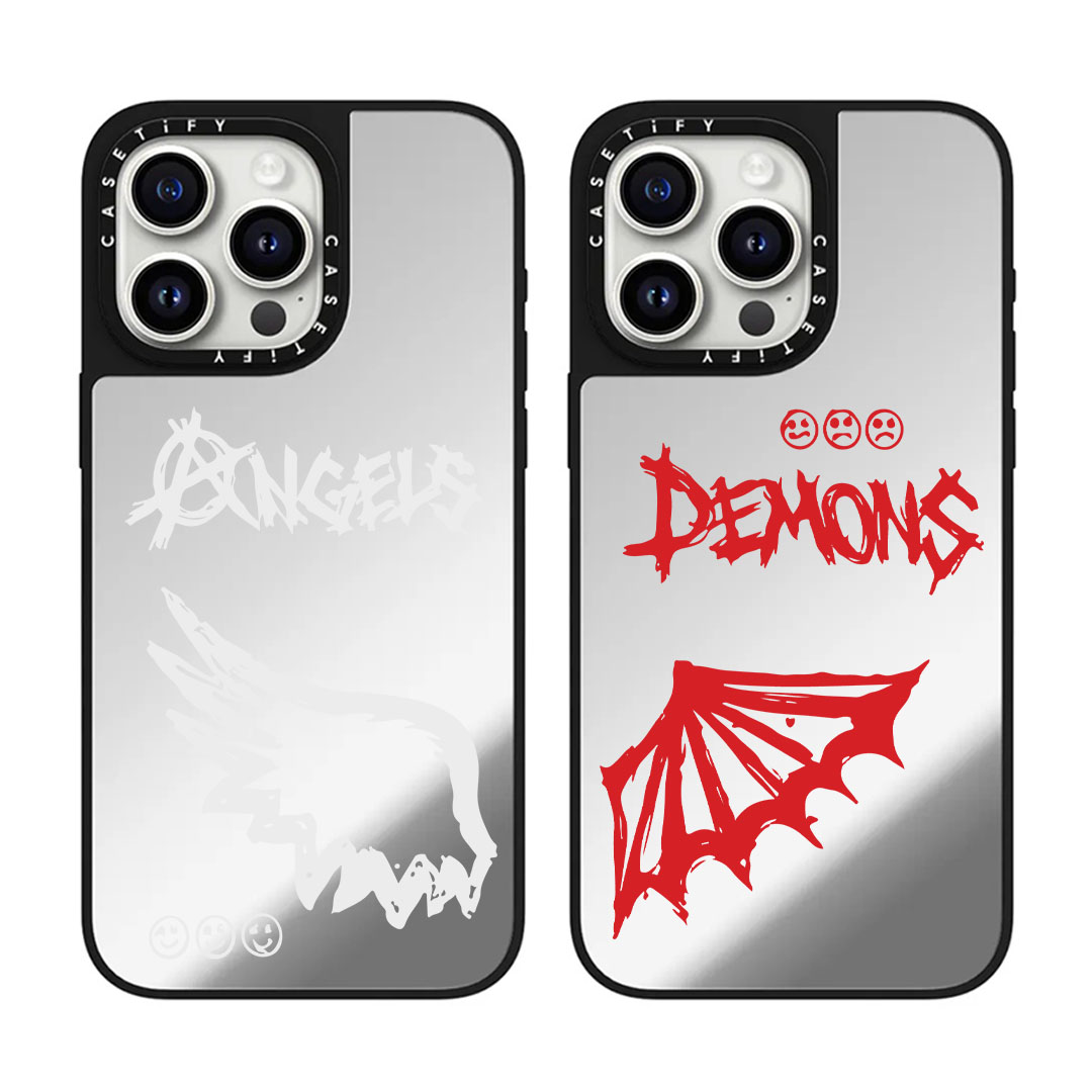 قاب موبایل سفارشی آینه ای Demon & Angel (کد 0591)