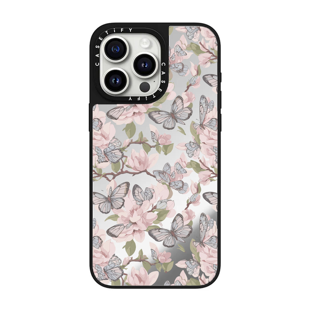 قاب موبایل سفارشی  آینه ای | Butterfly Bloom (کد 0579)